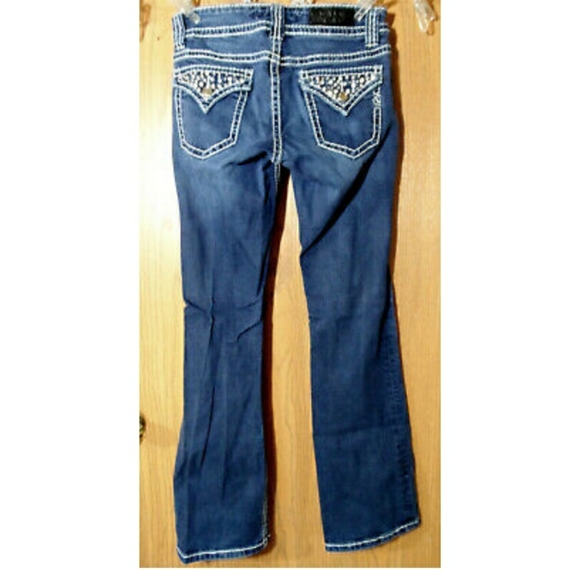 VIGOSS JEANS 27 3/4 Bootcut Dark wash Bling Rhinestone Stud flap pockets - Picture 6 of 9